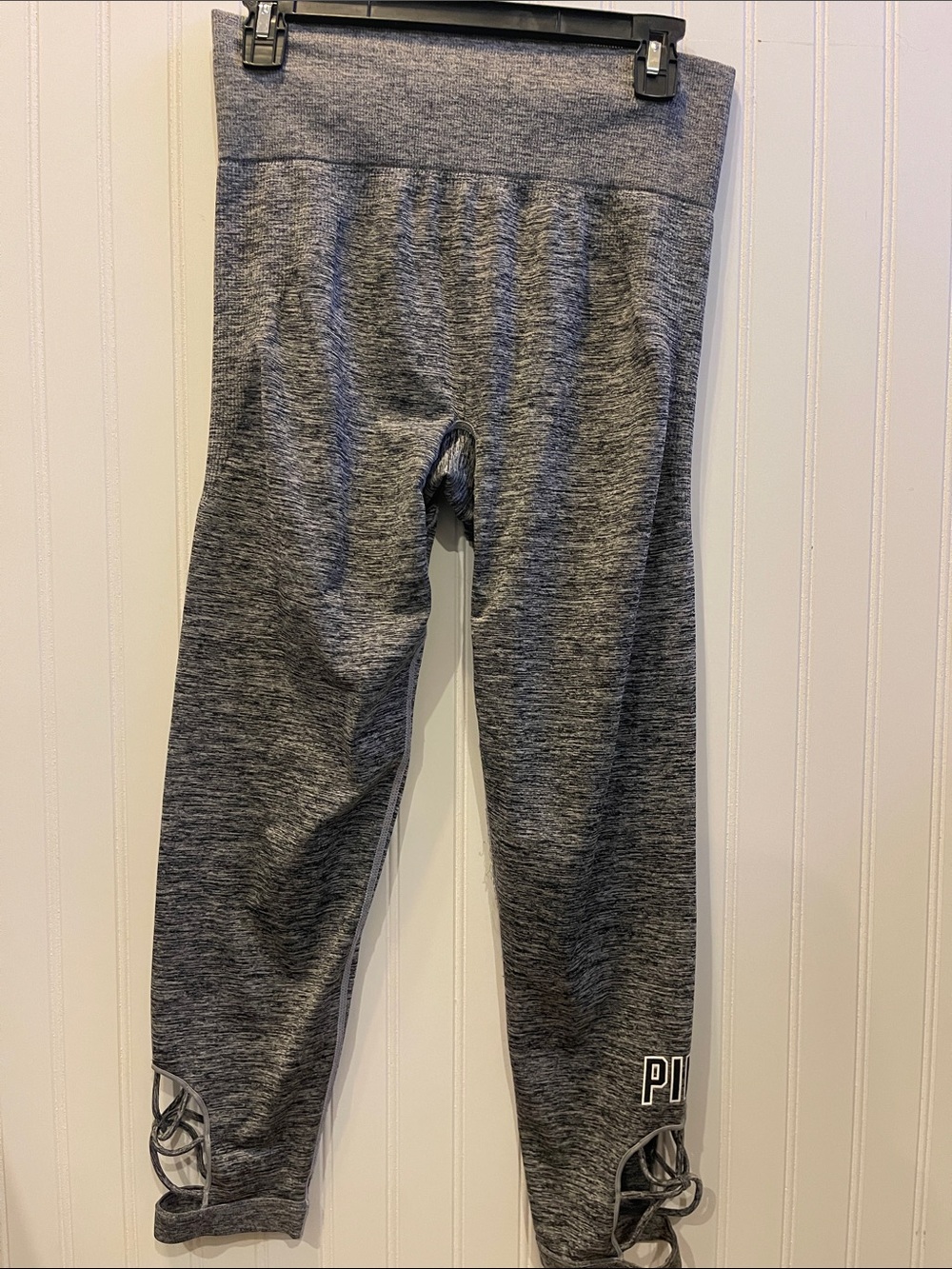 PINK Victoria's Secret Gray Marled High-Waist Leggings with Ankle Cutouts